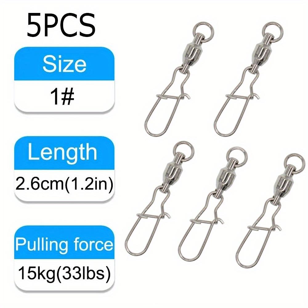 

5PCS Swivel Snap Connector Pin Ball Bearing Rolling Ring Buckle Kit Pesca Lure Line Connect Cross Lock Fishing Tools