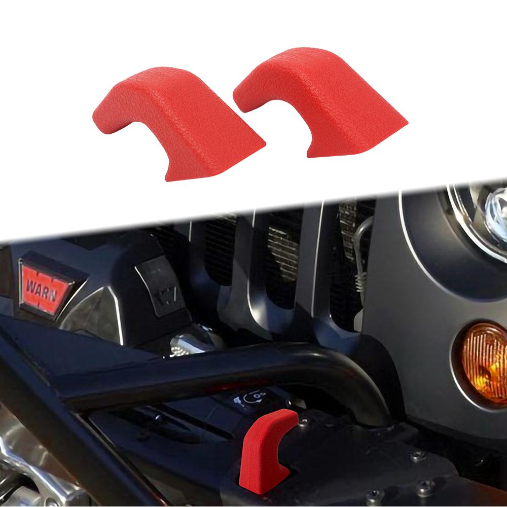 Pair Front Bumper Tow Hook Rubber Sleeve Protectors For Jeep Wrangler JK JL JT