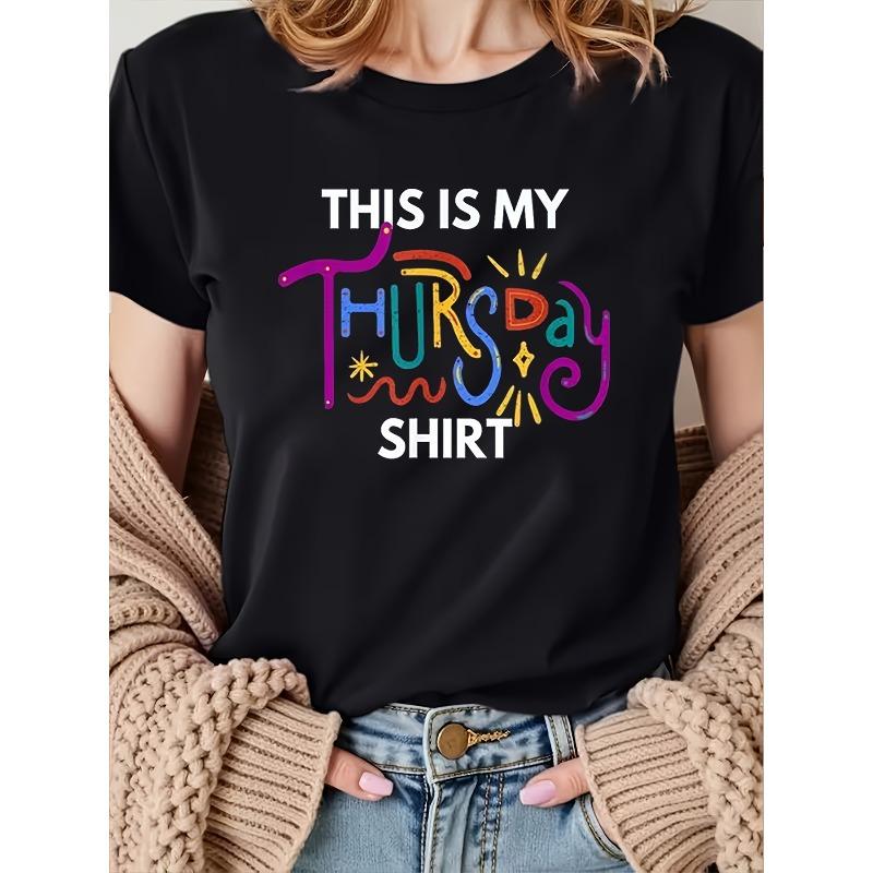 

Women s This Is My Thursday Graphic T-Shirt - Soft Crewneck Casual Short Sleeve, Fun Pop Culture Design S чёрный