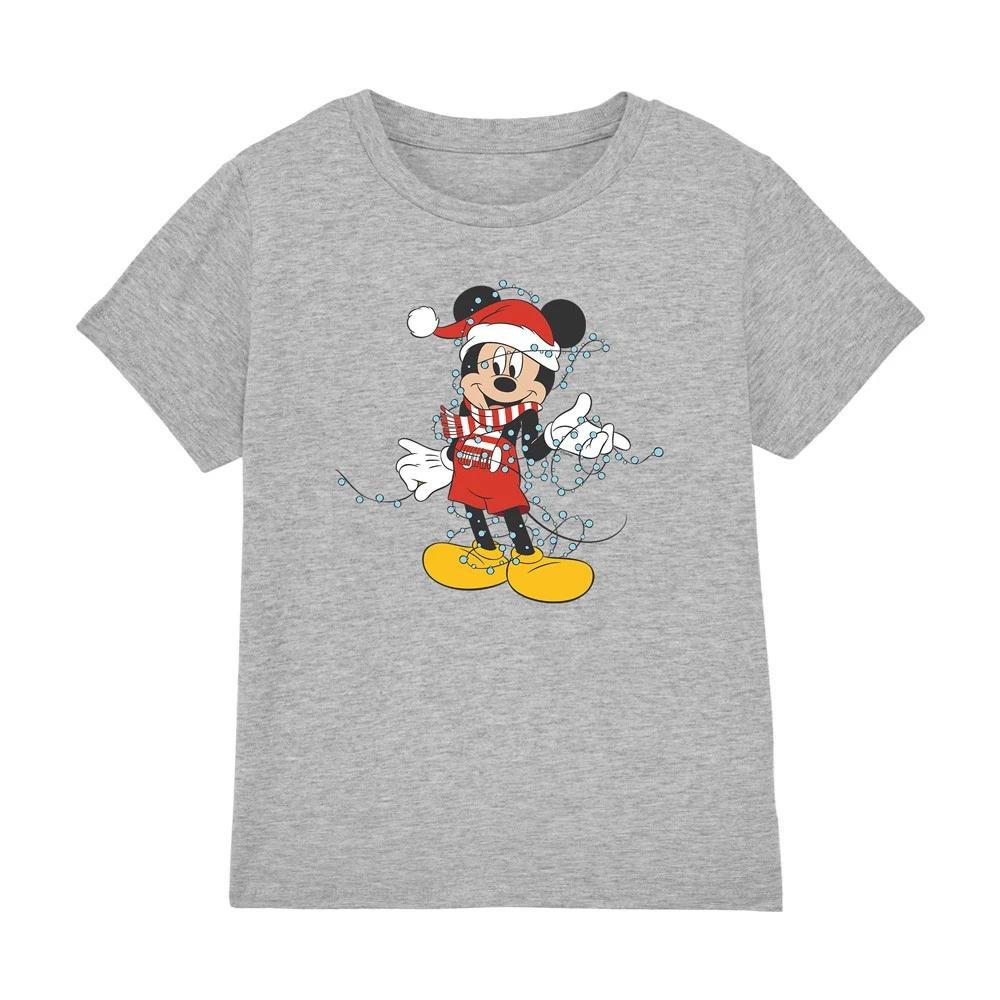 Mickey Mouse Christmas Lights Kids T-Shirt Athletic Heather 3XL