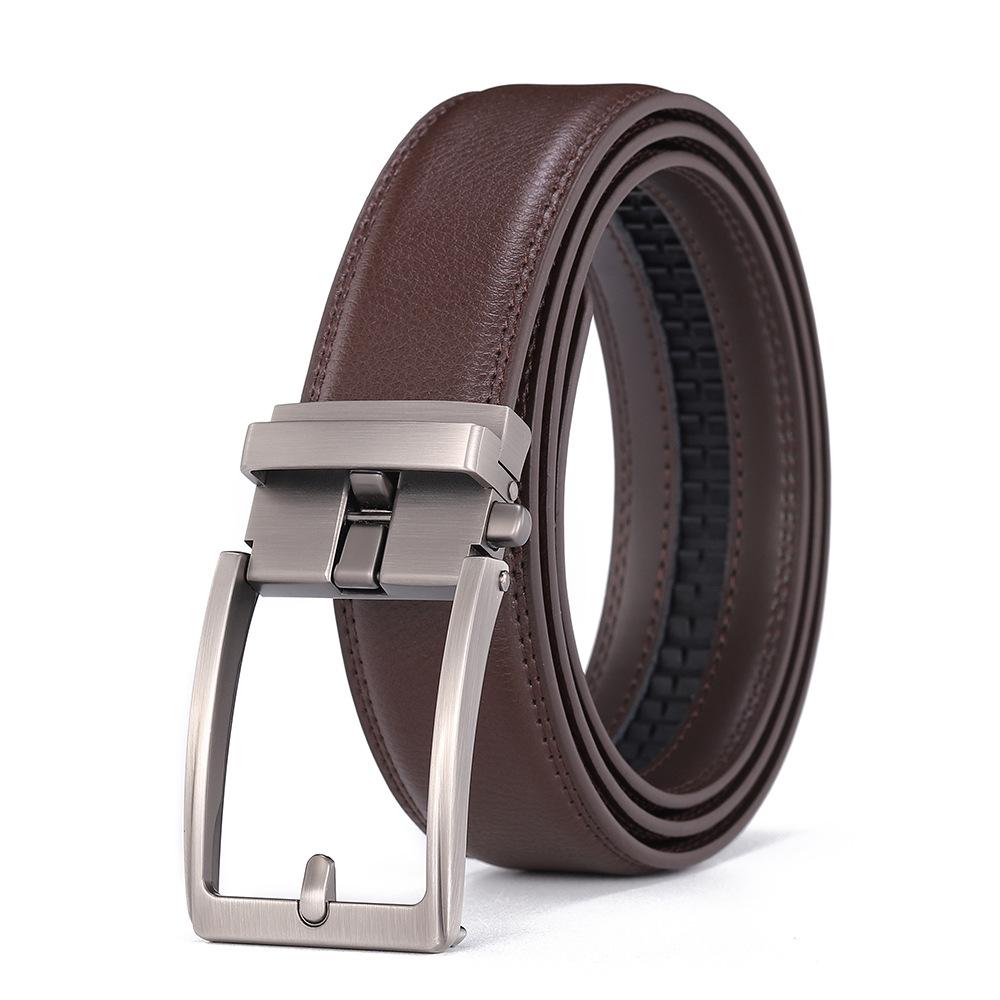 Men's Genuine Leather Automatic Buckle Belt - Cowhide Casual Waist Belt for Pants