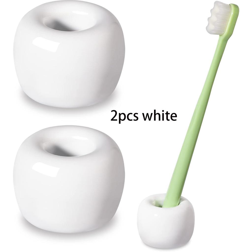 Mini Porte-Brosses à Dents en Céramique Pour Organisateurs de Plan de Travail de Salle de Bain | Supports de Brosse à Dents Compacts Hygiéniques Base