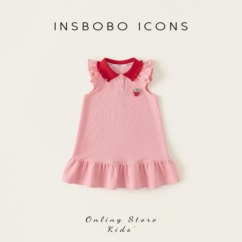 Insbobo Girls  Dress 2026 Summer New Style One-Year-Old Girl s Dress Kidsren s Princess Dress Baby Summer Dress Pink 100