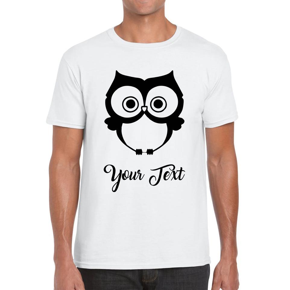 Personalised Cute Owl Your Name Cute Cartoon Owl Animal Lover Nature Lover Mens Tee Top XL