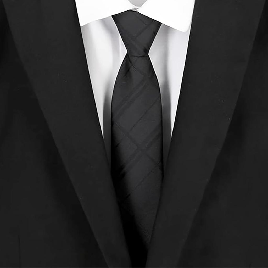 [Love Room] Luxuriöse Ein-Klick-Herren-Business-Krawatte, Reißverschluss-Typ Einfache Krawatte, 5-Sekunden-Anbringung, Markenname, Waschbar, Karomuster-Streifen, Blau, Grau, Schwarz,