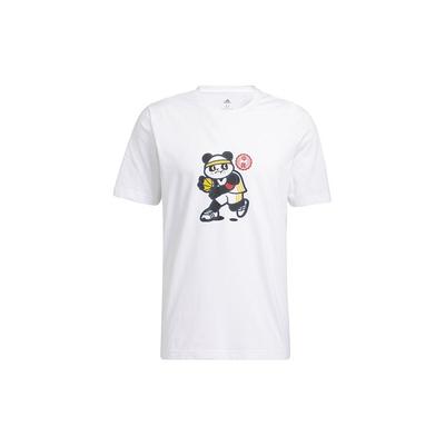 adidas Panda Cartoon Print Basketball Sports Round Neck Short Sleeve T-Shirt Men Tops White GN5147