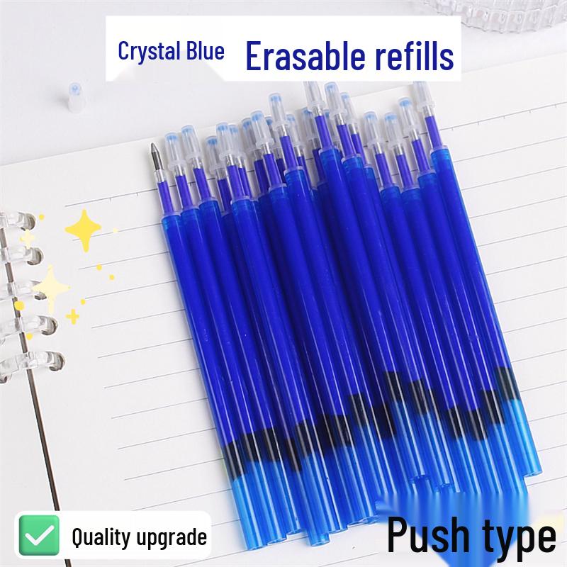Moresable Druckkugelschreiber-Minen, Radierbar, Drucktyp, Kristallblau & Karbonschwarz, 20/50er-Packs für Schüler