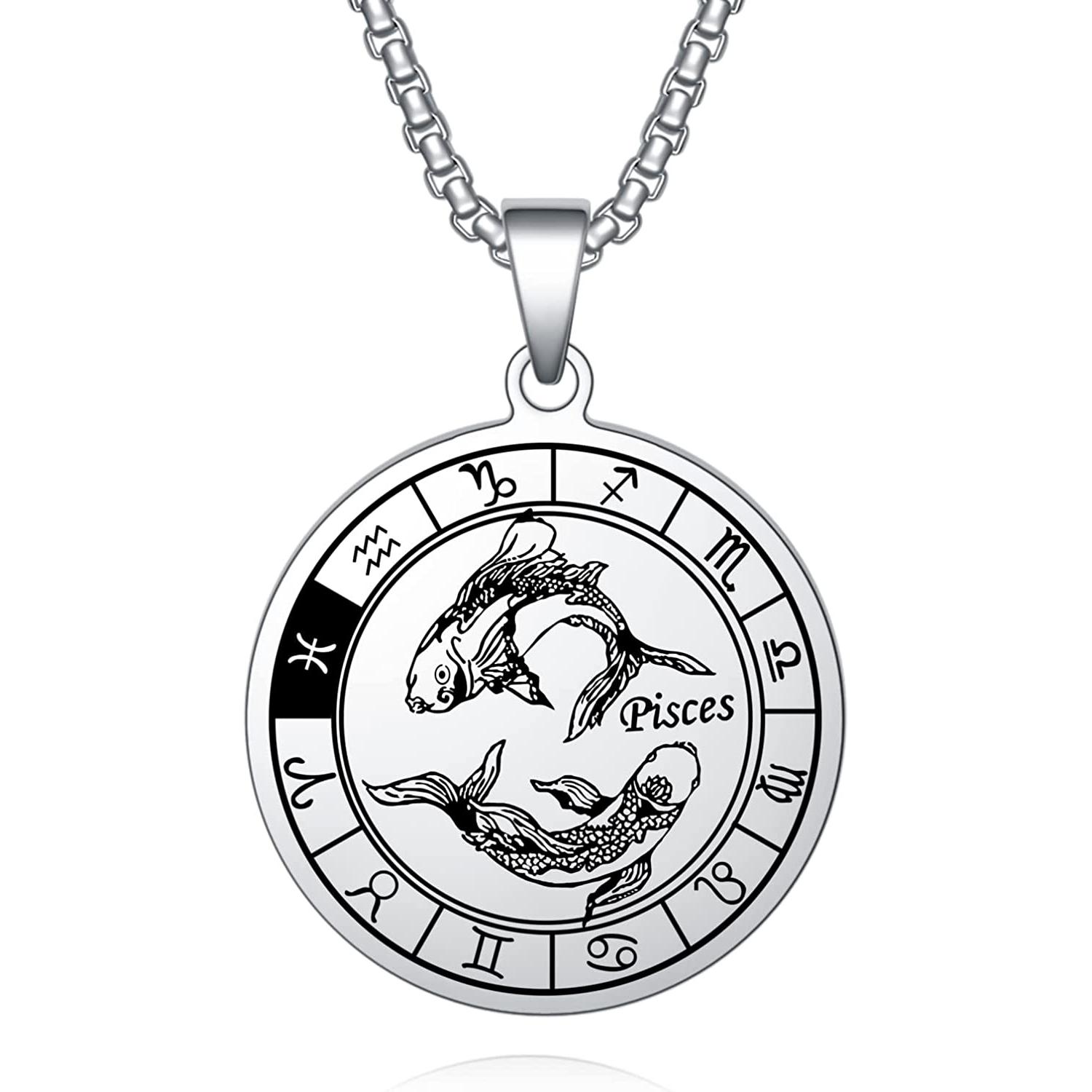 

Ожерелье со знаком зодиака 12 созвездий, кулон Скорпион, ожерелье из нержавеющей стали, водостойкое астрологическое гороскоп, ювелирные изделия, подарок на день рождения Aries(Mar.21-Apr.19) серебряный