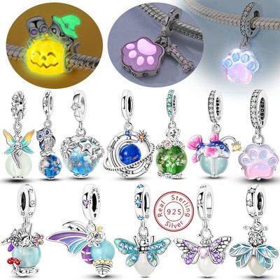 Luminous Series Copper Charms Beads Pendant Firefly Elf Paw Planet Charm Fit Original Bracelet Women Jewelry Gift