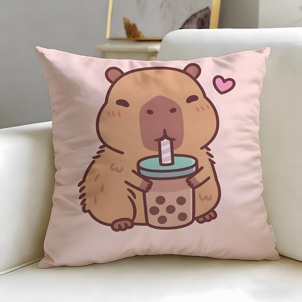 classic animal Capybara Cushion Cover Soft & Easy-Wash Pillow Case – Versatile for Couch, Bed, Travel and Office