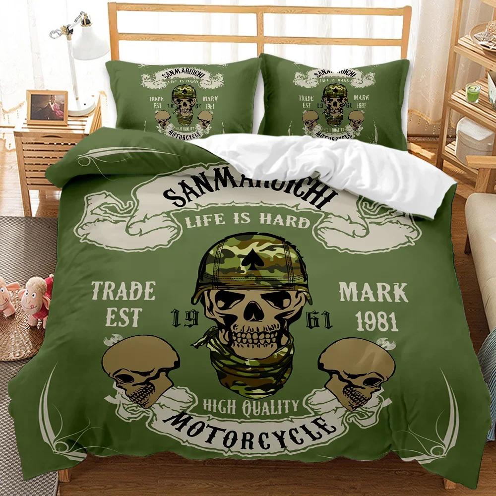 Totenkopf Bettbezug 3D Skelett Floral Totenkopf Muster Bedruckte Bettwäsche Bettbezug, Leichte Mikrofaser Gothic Bettwäsche Queen Size