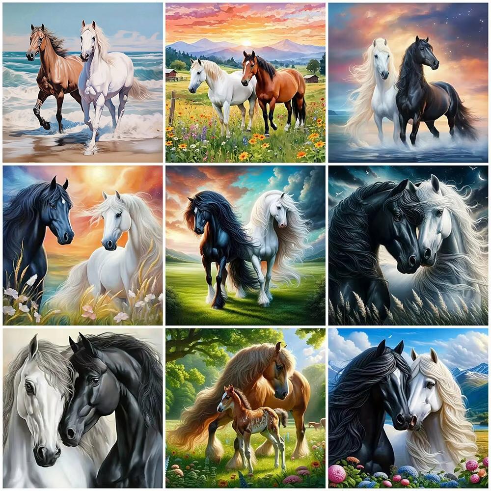 New Collection Diamond Mosaic Horse Sun Diamond Painting Full Round Drill Embroidery Animal Wall Decoration
