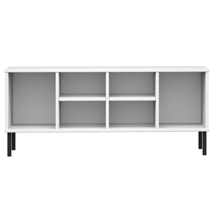 350996 vidaXL Étagère à chaussures pieds en métal Blanc 106x35x45cm Bois OSLO