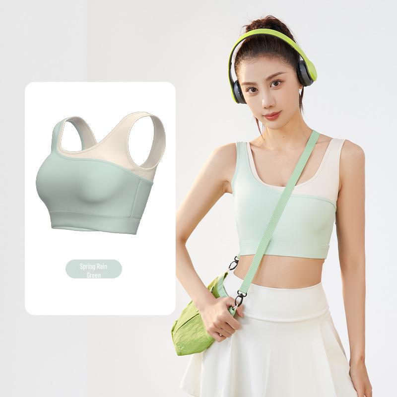 Juyitang Two-Tone U-Back High Elastic Shockproof Sports Bra