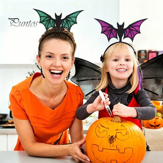 Glitter Felt Hair Accessories Halloween Bat Headband, Hairband Devil Outfit for Costume, Festival Masquerade Party Prop Cute Decor