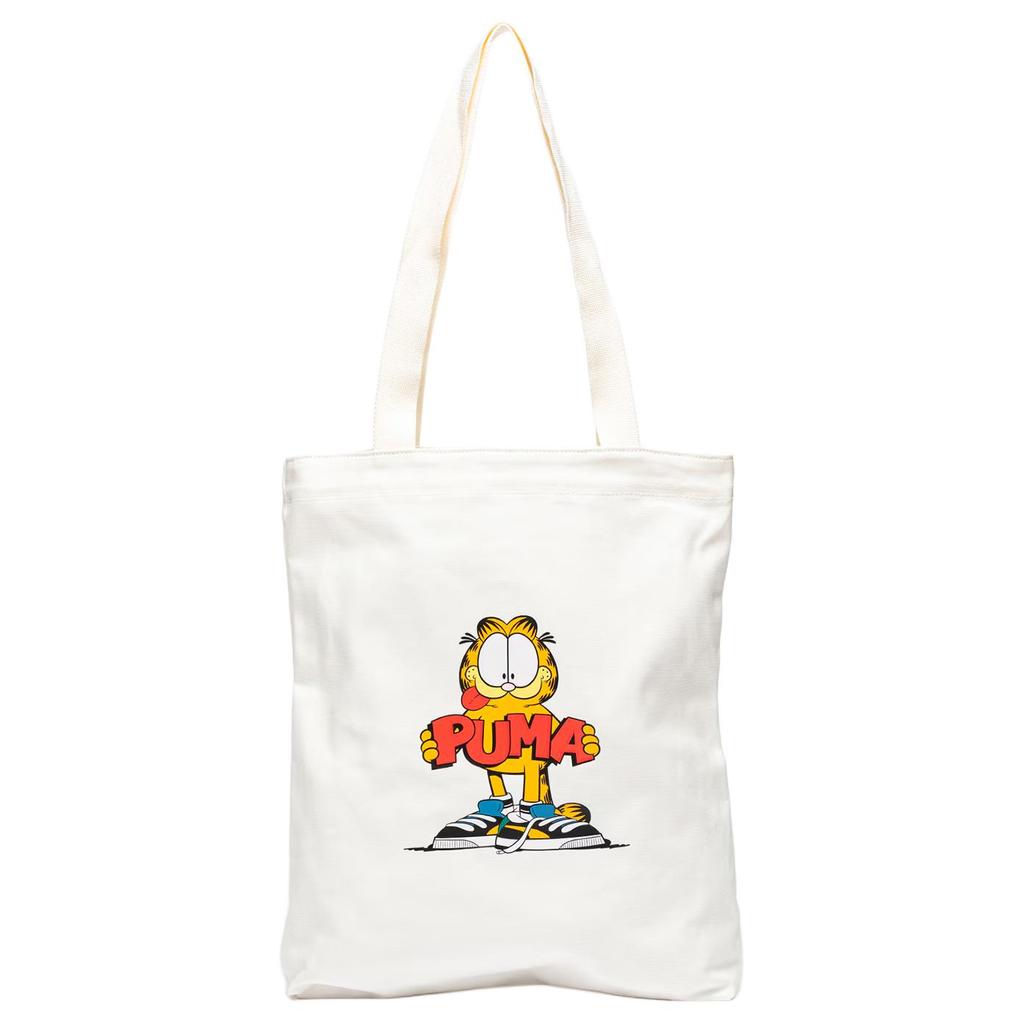 Puma X Garfield Shopper Canvas Tote Bag With Garfield Print Unisex Tote Bags White 078961-01