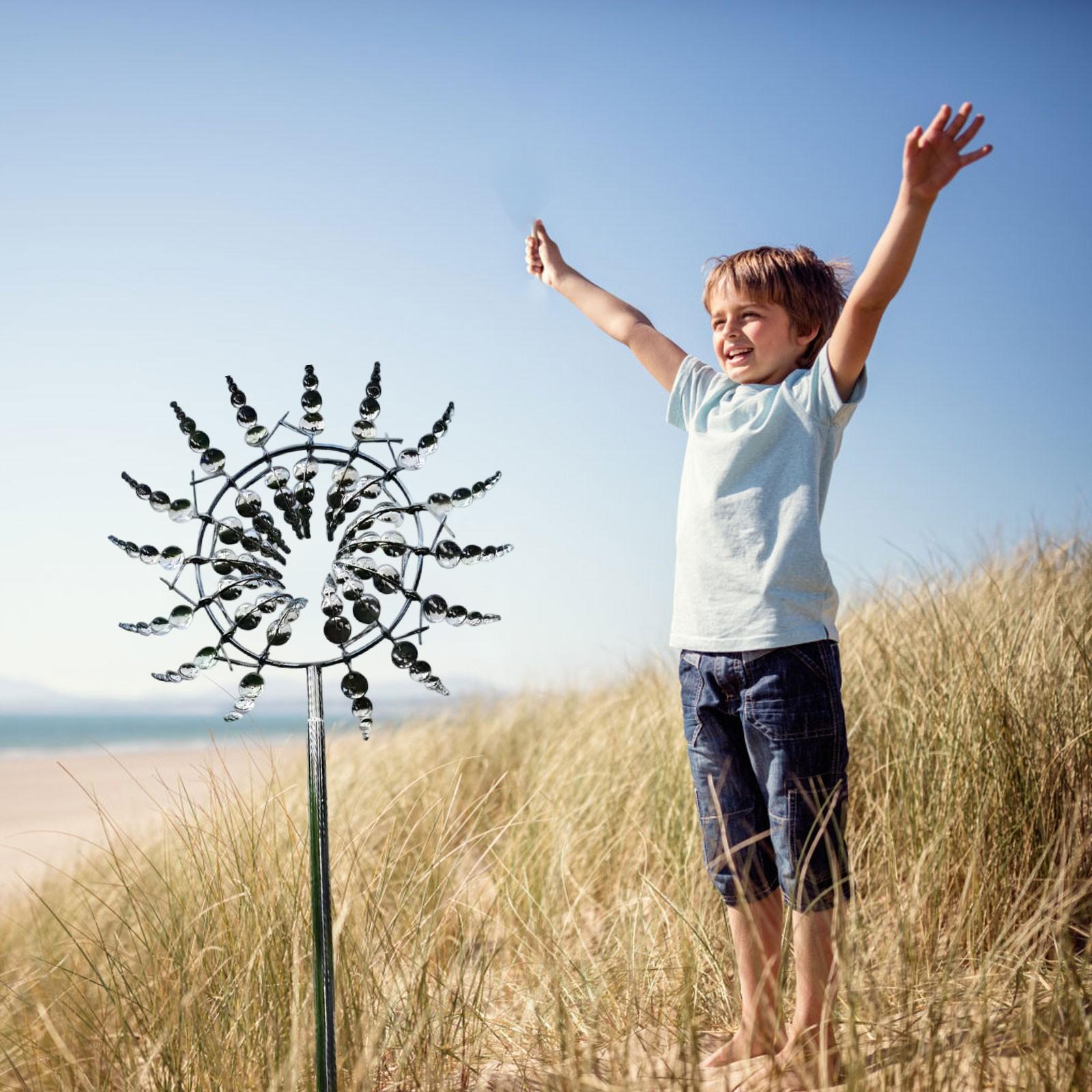 

Вращающаяся ветряная мельница, уникальная и волшебная металлическая ветряная мельница в садовом стиле, вращающийся ловец ветра, украшение One Size