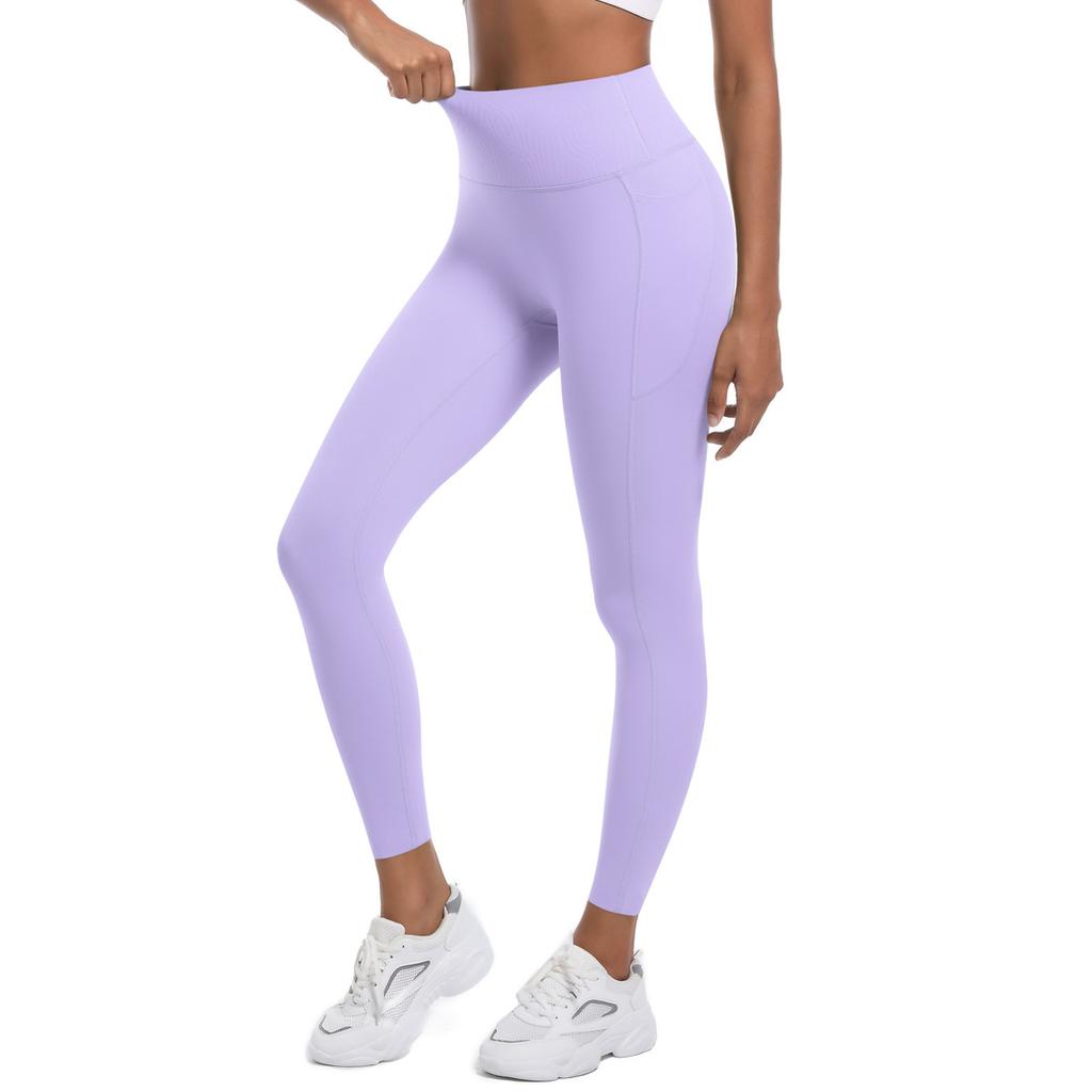 High-intensity Tight Yoga Pants Non-marking High-waisted Tummy-tucking Sports Pants High Elastic Side Pockets Quick-drying Fitness Pants