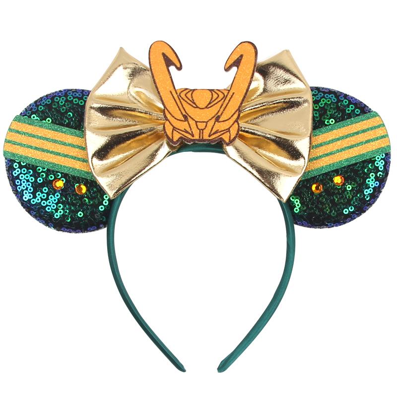 Cartoon Character Mouse Ears Headband Sequins 5" Bow Hairband For Girls Children Festival Party DIY Hair Accessories Gift