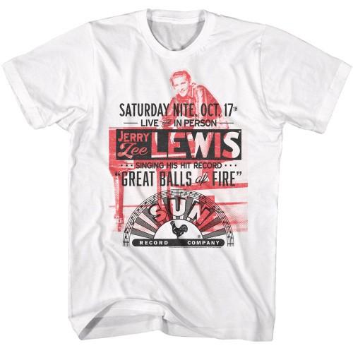 Sun Records Jerry Lee Lewis Oct 17 Great Balls Of Fire White T-Shirt Unisex T-Shirt XXL