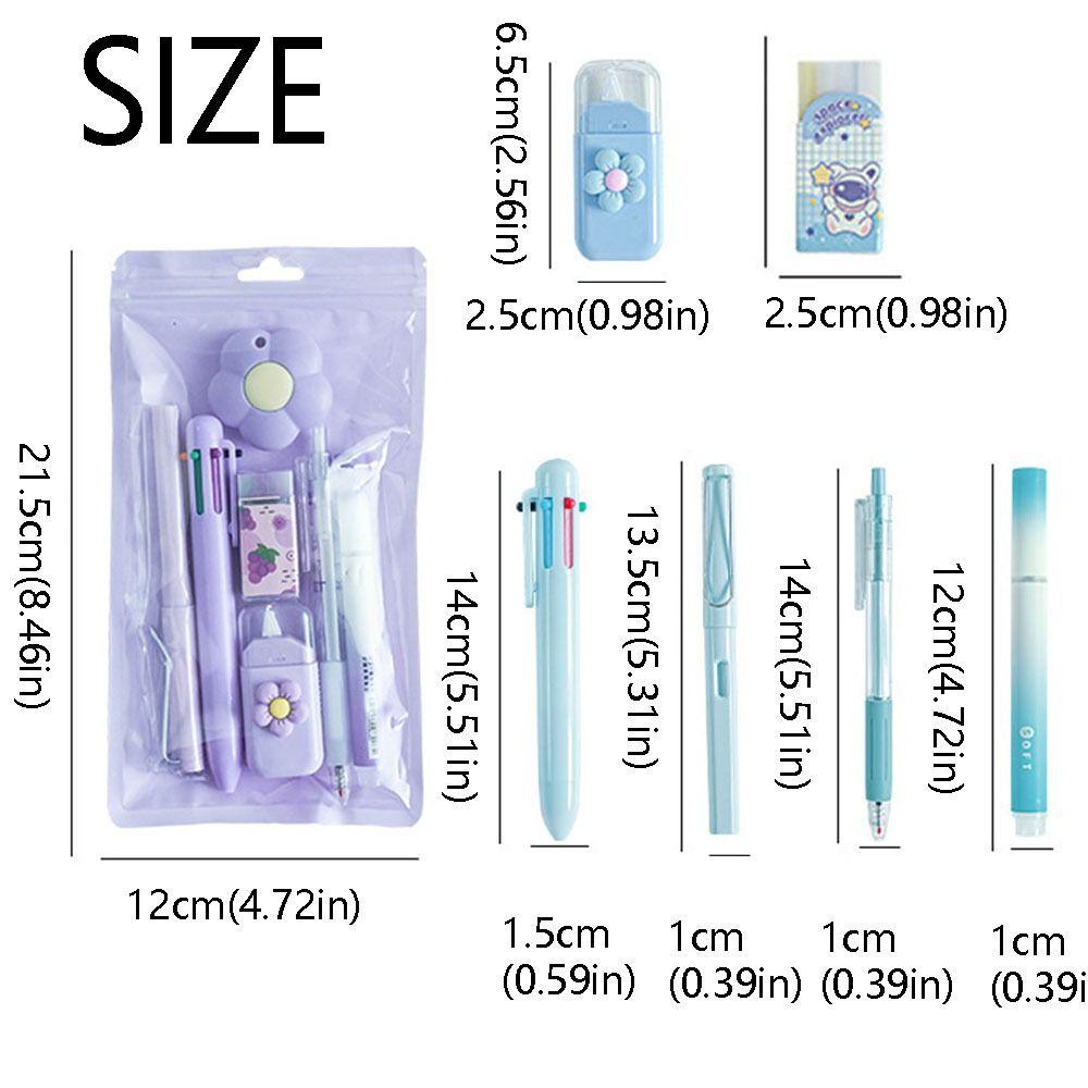 6Pcs/Set 6 Color Pens Student Tools Gift Kit Large Capacity Learning Gift Box Desktop Organizer