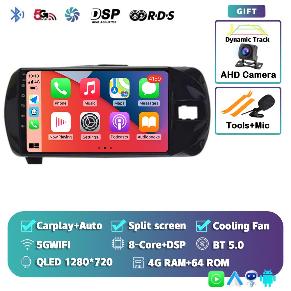 Android 14 Carplay For Toyota Vitz 3 XP130 2014 2015 2016 2017 2018 2019 Car Radio Multimedia Video Player Navigation GPS Stereo