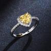 2026 Peach Heart Ring Ladies, Love Shaped Zircon Diamond Copper Silver Plated Fashion Jewelry