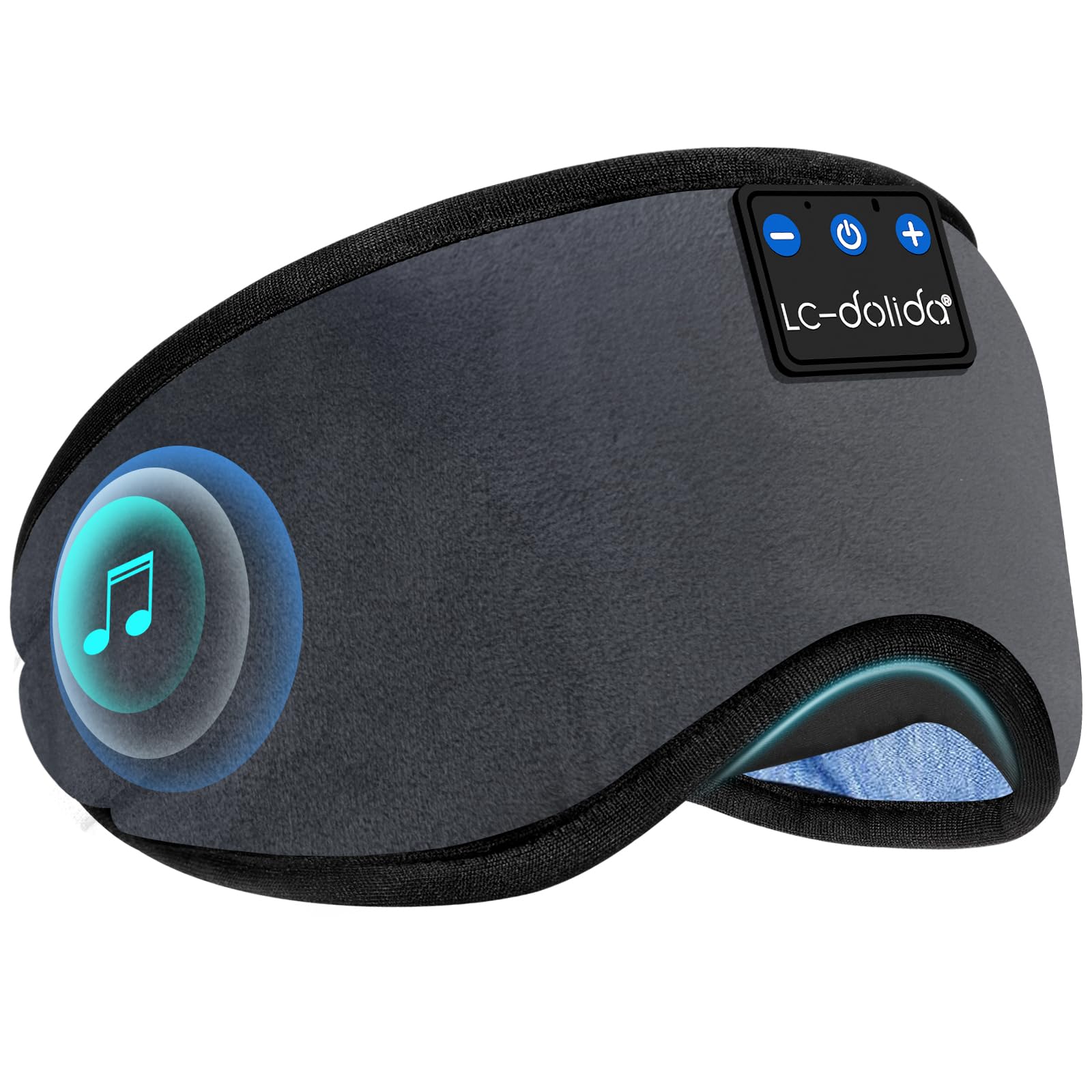 

Маска для сну з бездротовими навушниками Bluetooth для сну з HD-дисплеєм, крутий гаджет LC-dolida Навушники, 5.4 Навушники, Мікрофон, Динамік, Музика, Блокування світла сірий колір
