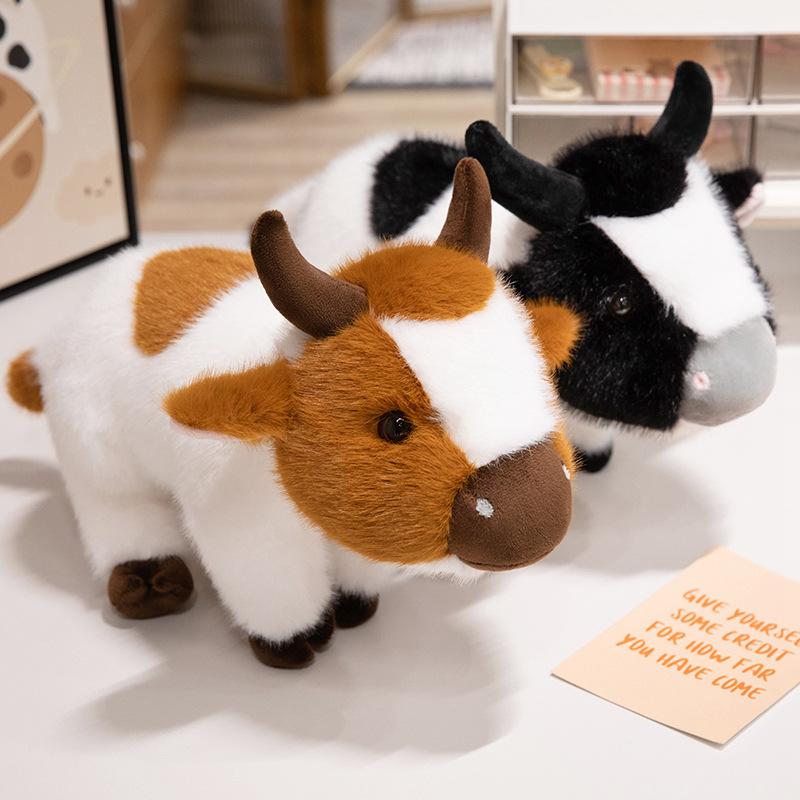 Cartoon Simulation Cow Doll Plush Toy Brown Cow Calf Doll Children Accompany Soothing Puppet