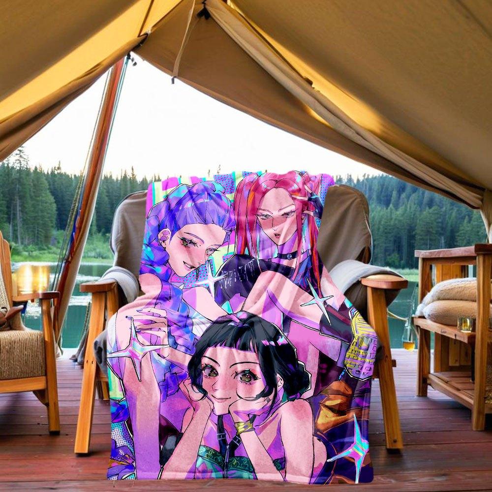 

Vivid Neon Fashion: Starry Night Printed Clothing Set Blanket Lightweight Flannel Throw Blanket for Sofa, Bed, Travel, Camping, Livingroom, 130x150cm