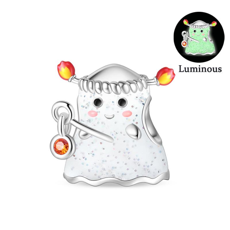 100% Copper Luminous Skeleton Ghost Clown Halloween Series Charms Beads Fit Pan Style 3Mm Diy Fine Jewelry Making
