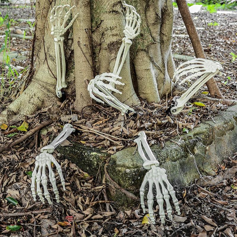 WTEMPO Halloween Skeleton Stakes Zombie Ghost Arm Stake Severed Plastic Skeleton Hands Yard Signs for Lawn Stakes Garden Halloween Props Decoration