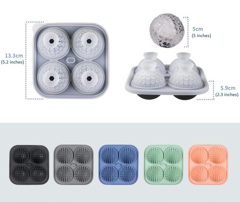 Golf Silicone Ice Ball Round Mold Whiskey Special 4 Golf Ice Grid Mold Kitchen Tools