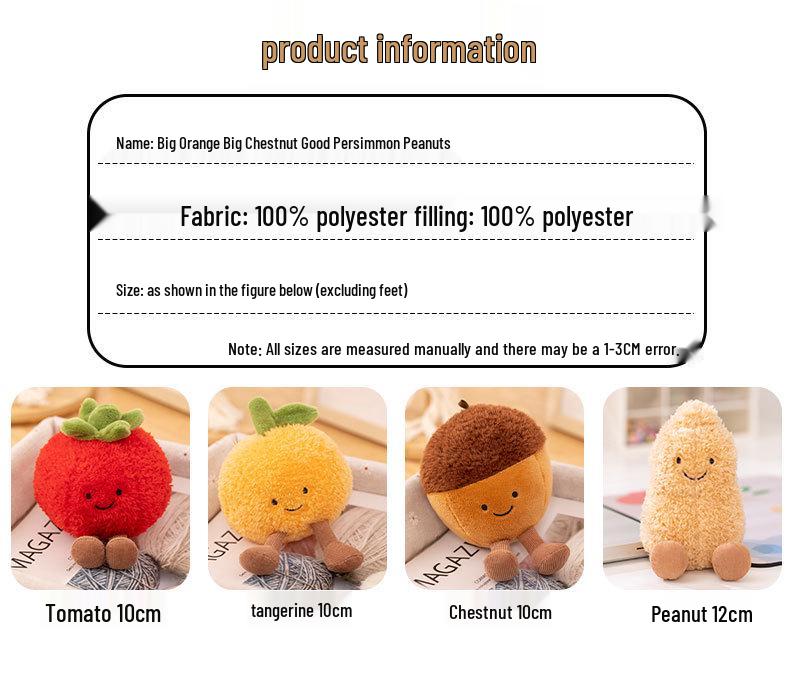 Chestnut & Tomato Plush Toy Set - Funny Big Orange, Good Persimmon, and Small Peanut Dolls