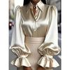 HNXC Women's Fashion Long Sleeve Autumn Winter POLO Neck Casual Blouses & Shirts Classic Exquisite