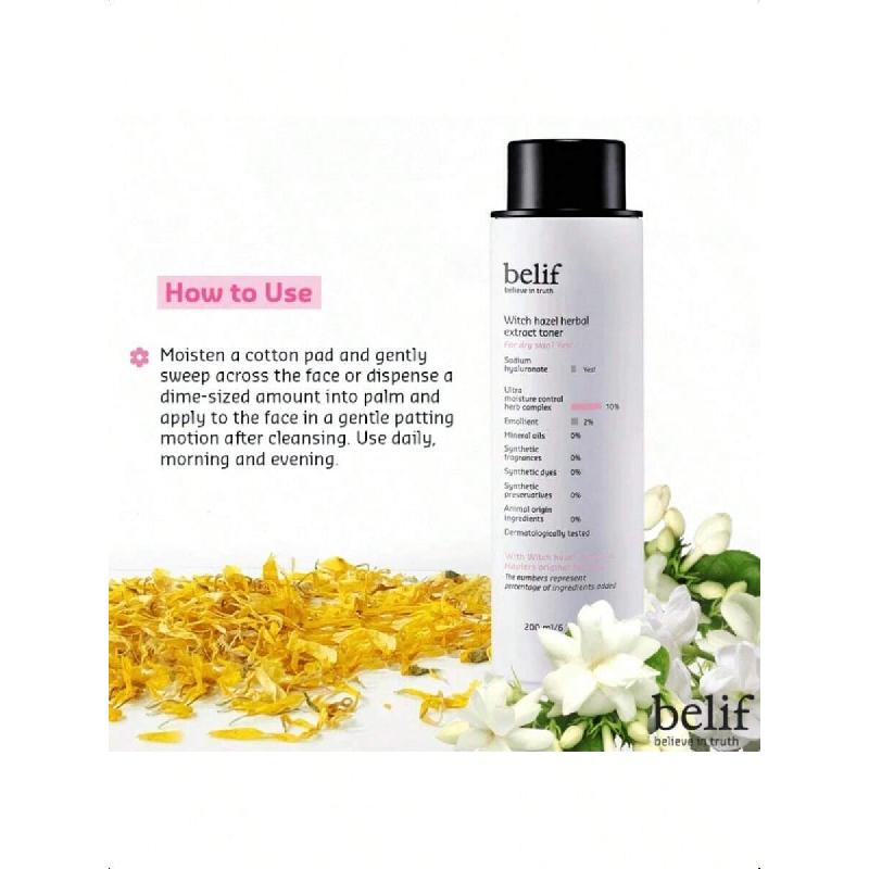belif Witch Hazel Extract Toner,200ml,Botanical Facial Toner Hydrates Dry & Dull Skin,Apothecary Herbs Soothe And Balance