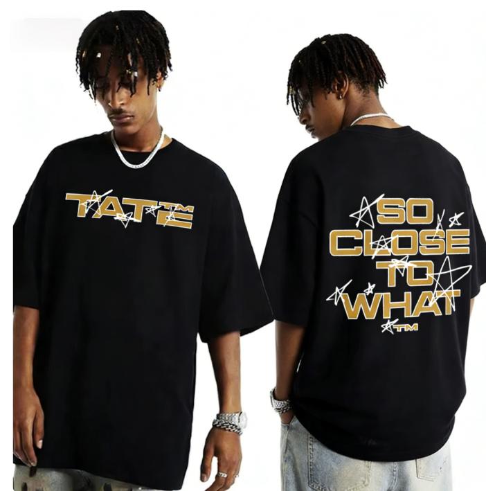 New SpringSummer Mens and Womens Tate McRae So Close To What Printed Cotton Tshirt Casual Short Sleeve Round Neck Tshirt