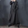 Long Sleeve Oversized Hooded Vintage Black Casual Loose Autumn Spring Trench Coat for Women Outerwear