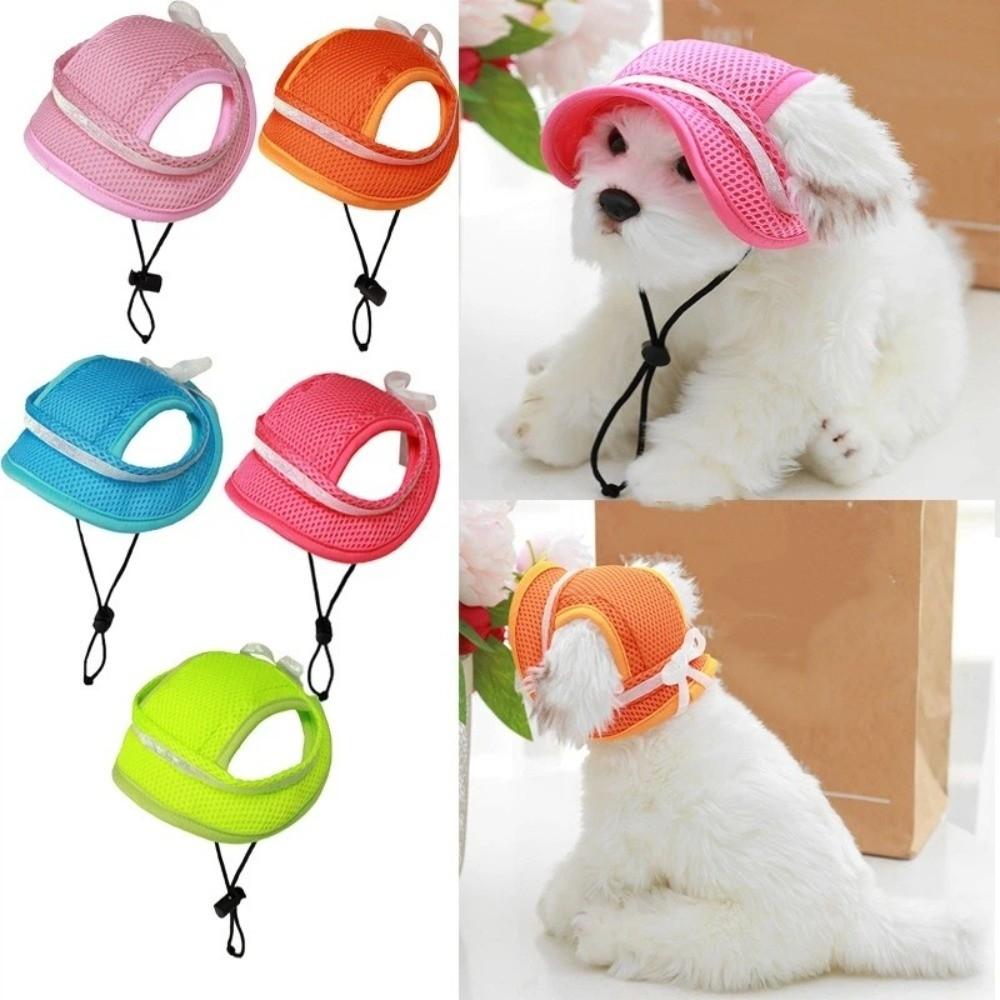 with Ear Holes Puppy Sun Protection Cap Breathable Dog Visor Hat Pet Mesh Sun Hat  for Dogs Cats