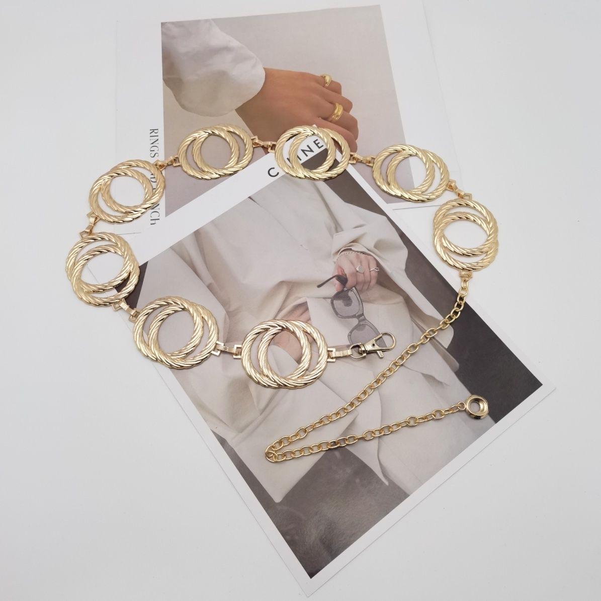 

Женский металлический пояс-цепочка в корейском стиле с двойным кольцом