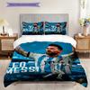 Leo Messi Triumphs Feld Bettwäsche (1 Bettbezug + 2 Kissenbezüge, ohne Füllung) 2D Flach Weiches und bequemes Bettwäscheset Bettbezug und Kissenbezug