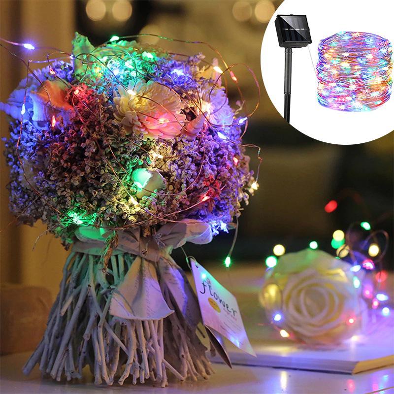 LED Solar Copper Wire String Lights for Outdoor Christmas and Festival Decoration