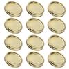 12Pcs Stainless Steel Split Type Glass Jar Lids Round Lkproof Sling Covers Kitchen Supply(XH00179 Gold )