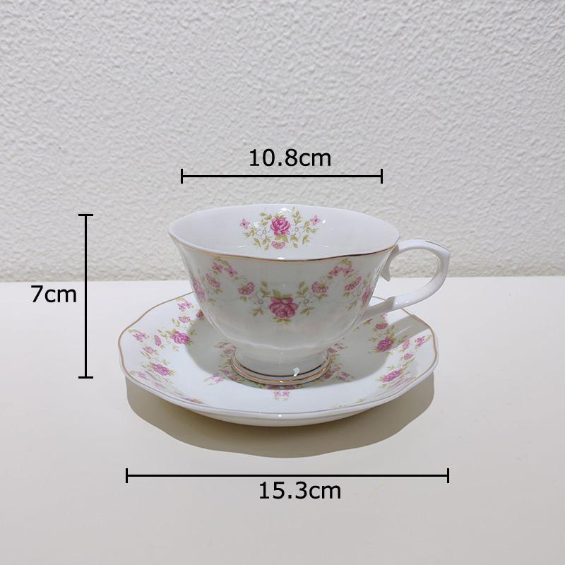 Floral Pattern Ceramic Cup&saucer Dining Table Gold-plated Coffee Mug Milk Tea Cup Afternoon Tea Teacup Fruit Juice Container