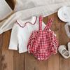 2025 Autumn Korean Style Baby Girl Long Sleeve Outfit - 1 Year Old Full Moon Overalls Set