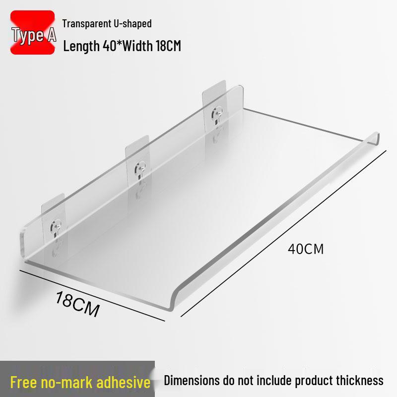 Acrylic Wall-Mounted Bathroom Mirror Cabinet with No-Punch Shelf