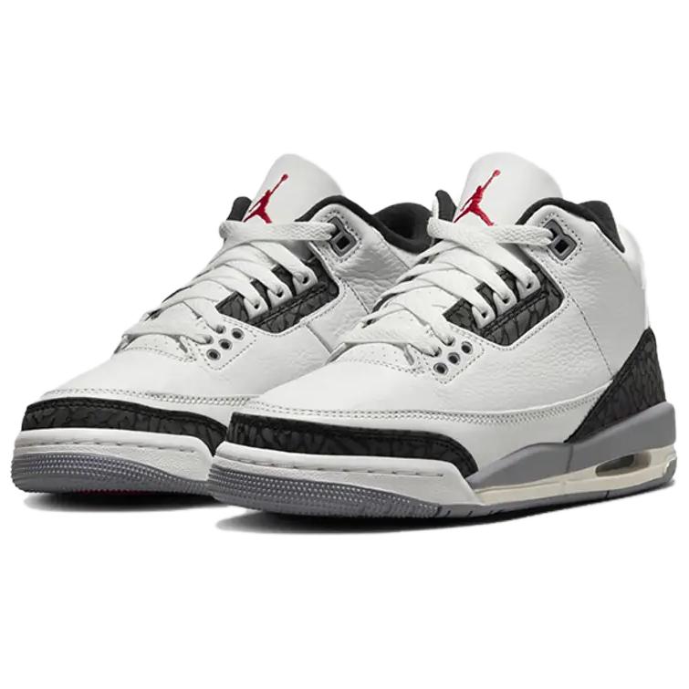 Air Jordan 3 Retro GS Cement Grey Kids Sneakers White Summit-White Fire-Red DM0967-106