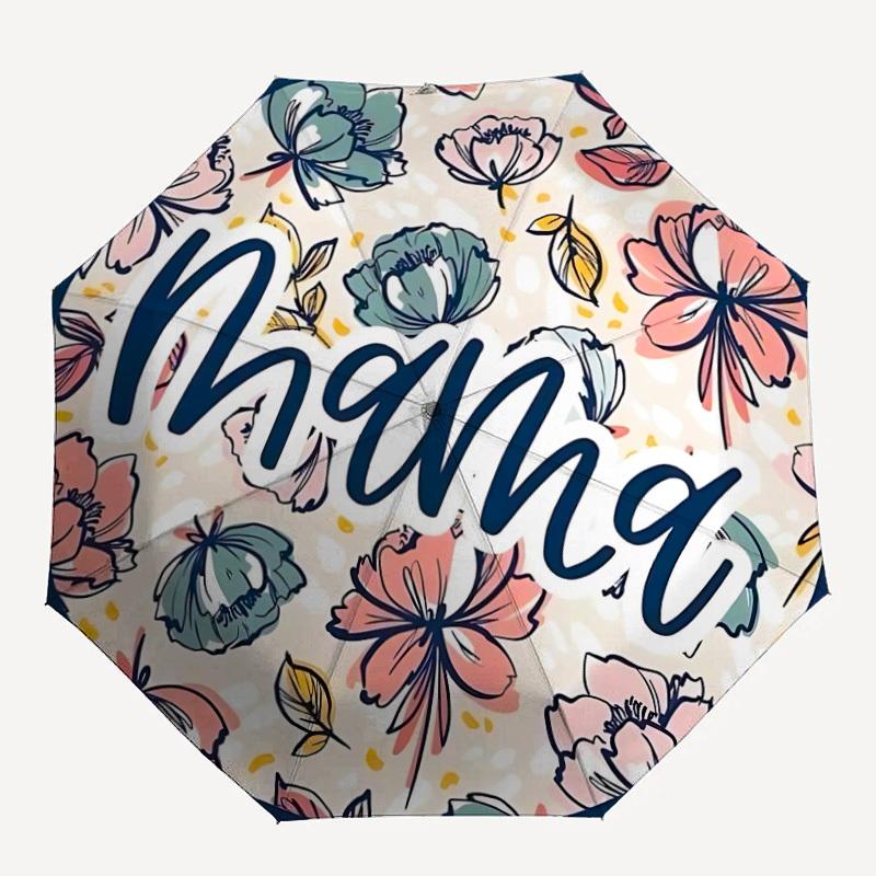 

1pc Floral Mama Print Folding Umbrella | Elegant Design, Fashionable Accessory, Durable Construction, Sturdy Ribs yy251107113