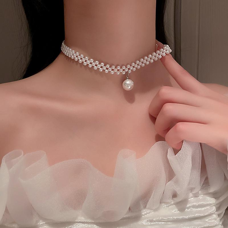 Elegante doppelreihige Perlen-Choker-Halskette - High-End Vintage-Design für Damen