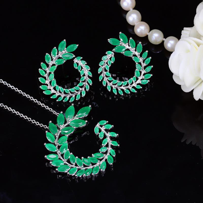 Earrings Pendant Set Chain, Temperament Celebrity Branch Zircon Necklace Earring Set